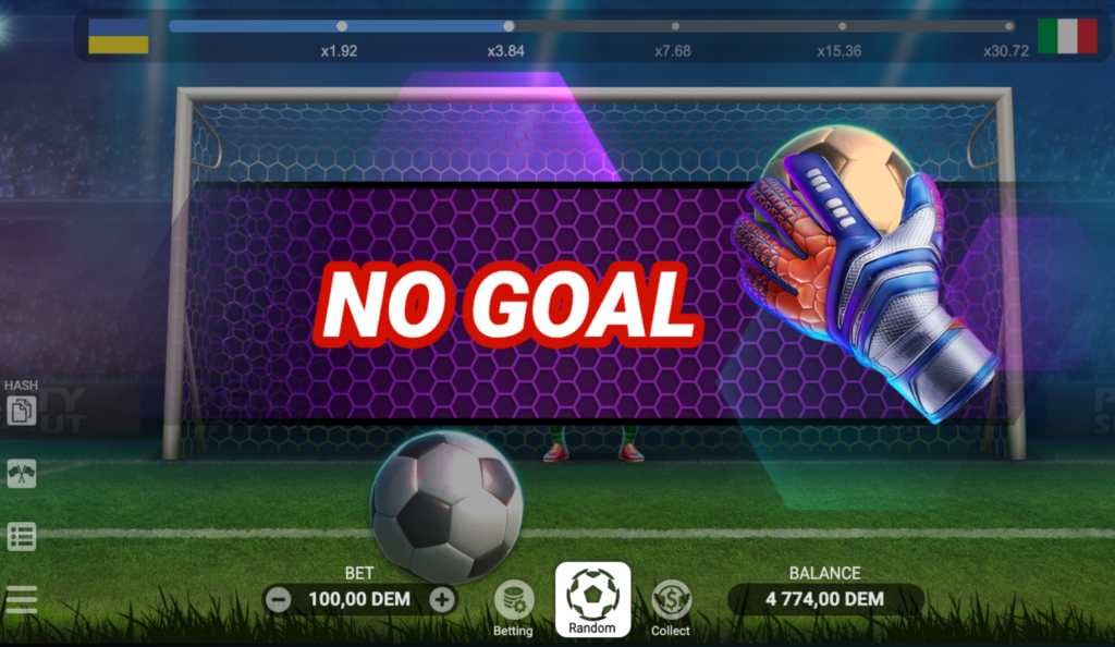 Выигрыш в игре Penalty Shoot-Out